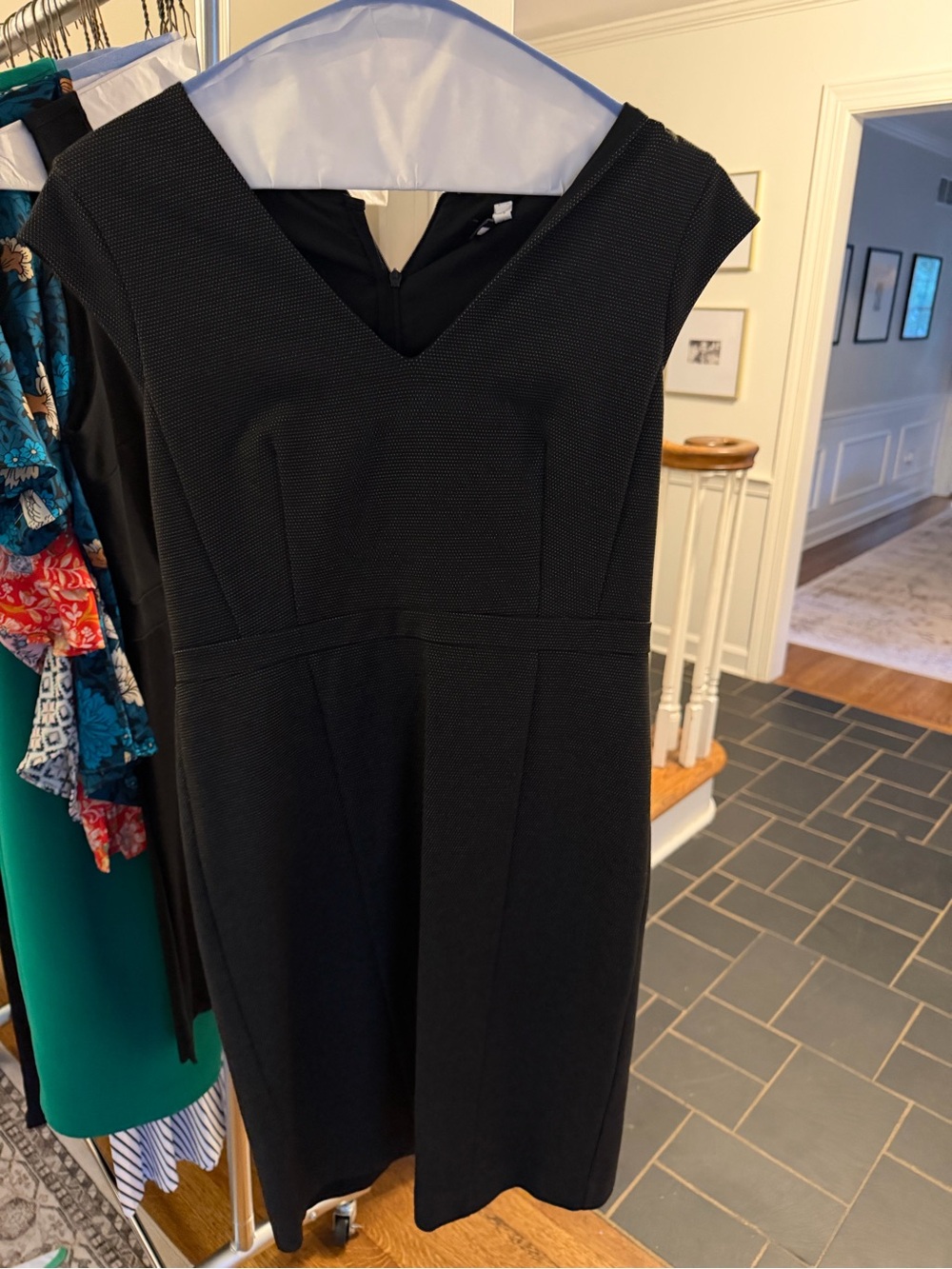 Ann Taylor Black V-Neck Midi Sheath Dress